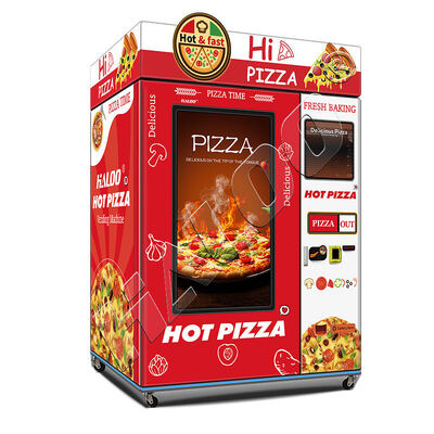Machine à vendre de pizza à écran tactile de 55 pouces avec système de chauffage et de cuisson, avec une boîte à lumière LED sur le dessus de la machine à pizza