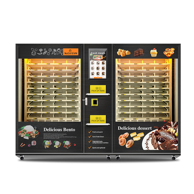 Le distributeur automatique de Cabinets de la grande capacité 2 pour les repas prêts avec le chauffage et les boissons par micro-ondes met en boîte des desserts de gâteaux