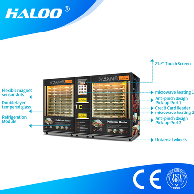 Distributeur automatique chaud de nourriture de Cabinets de la grande capacité 2 avec le chauffage par micro-ondes et l'écran tactile intelligent