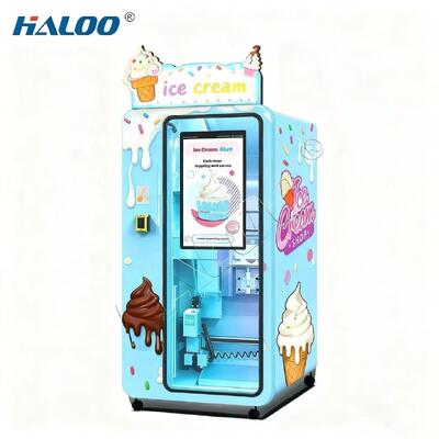 Customized color logo ice cream vending machine with automatic self-cleaning, pre cooling and preservation function R404A refrigerant