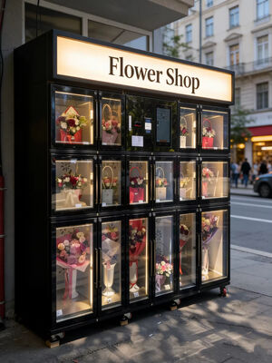 Des distributeurs automatiques de fleurs à vendre.
